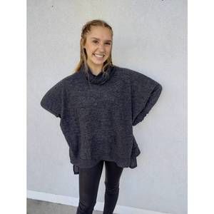 NEW ZENANA poncho sweater in black
